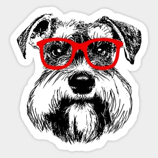 Cute Schnauzer Nerd Red Glasses Sticker